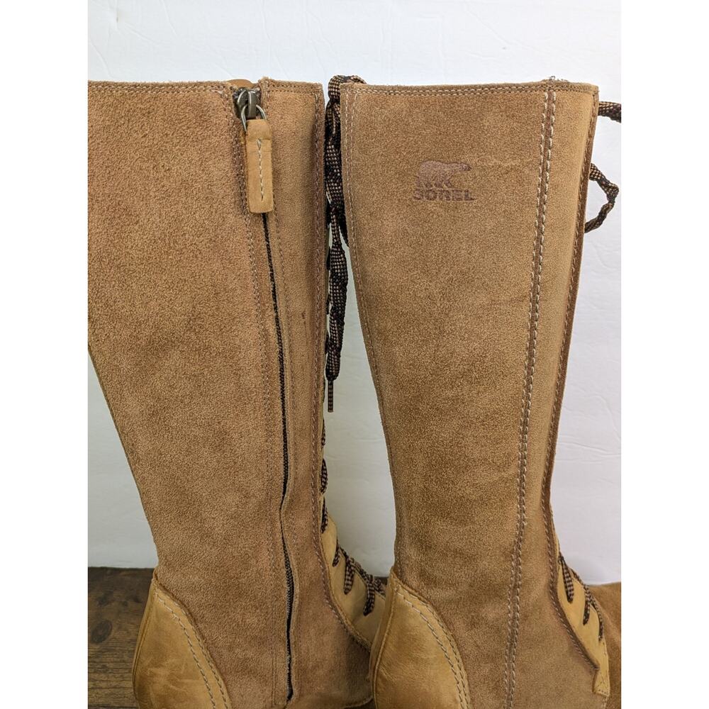 Sorel Joan Of Arctic II Wedge Boots 8 Chestnut Brown Tan Lace Up - Picture 5 of 11